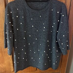 Zara gray Sweater with Pearl Details